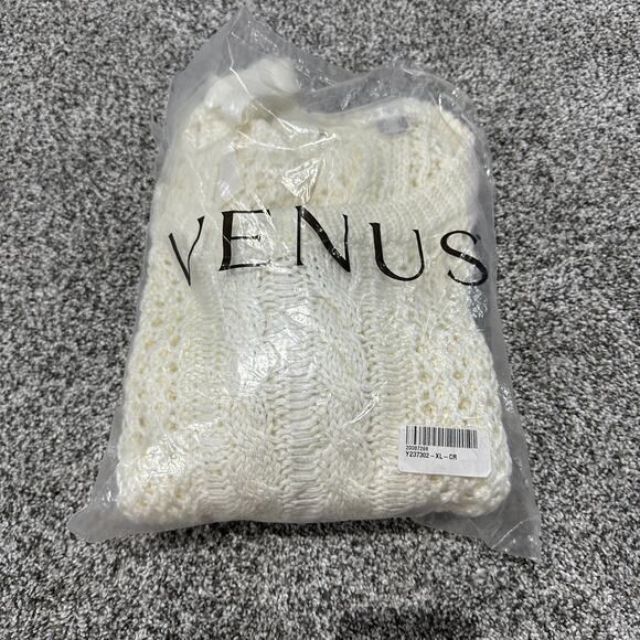 New with tags, VENUS Bow Tie Crochet Sweater, Cream, Size XL - Picture 4 of 15